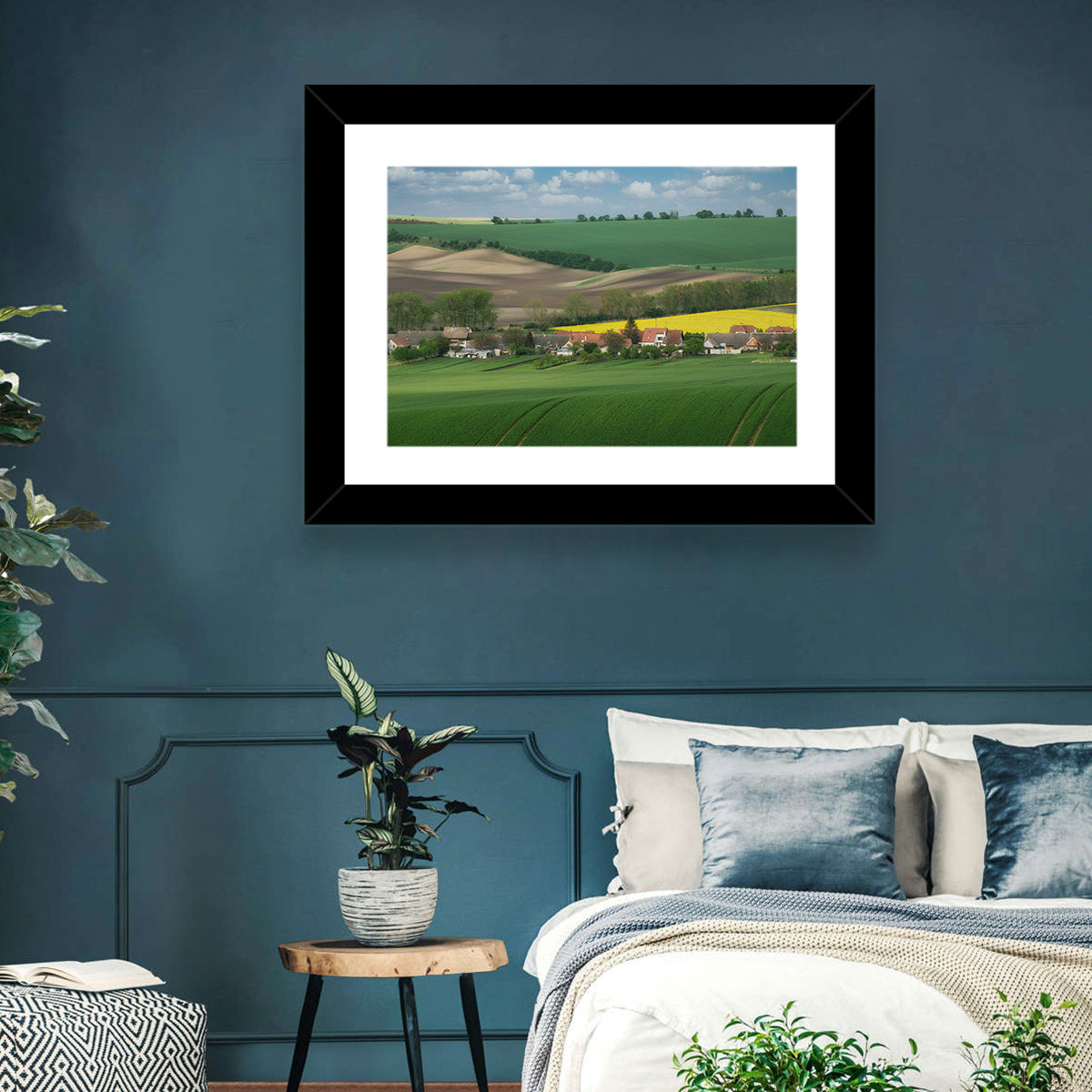 Gentle Moravian Hills Wall Art in a room, landscape