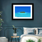 Turquoise Atoll Sandbar with Palm Trees Wall Art