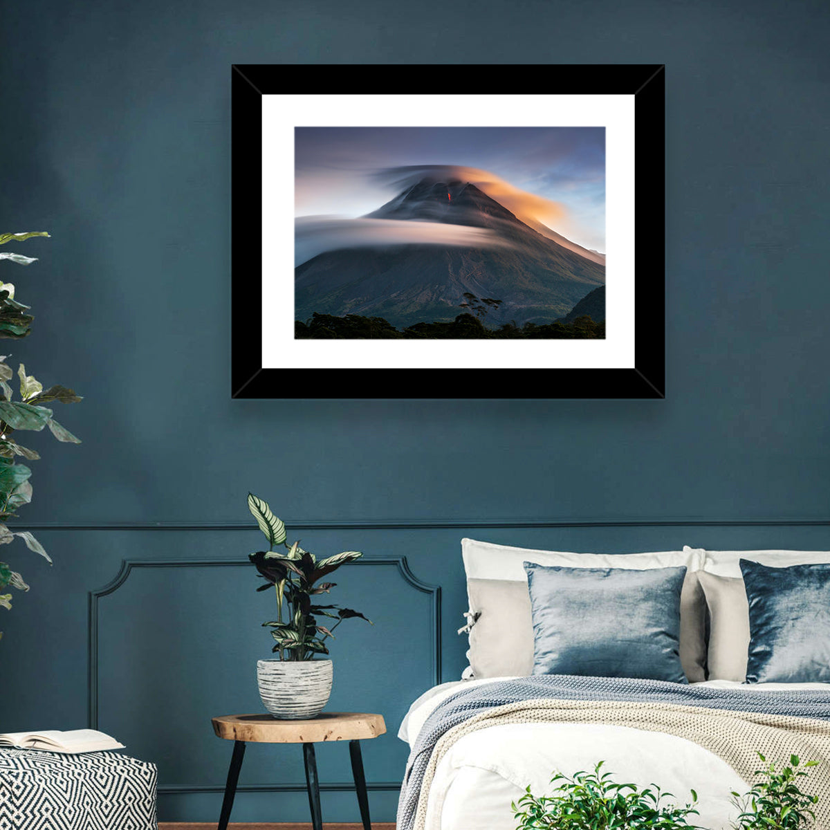 Mount Merapi at Dusk Wall Art in a room, landscape