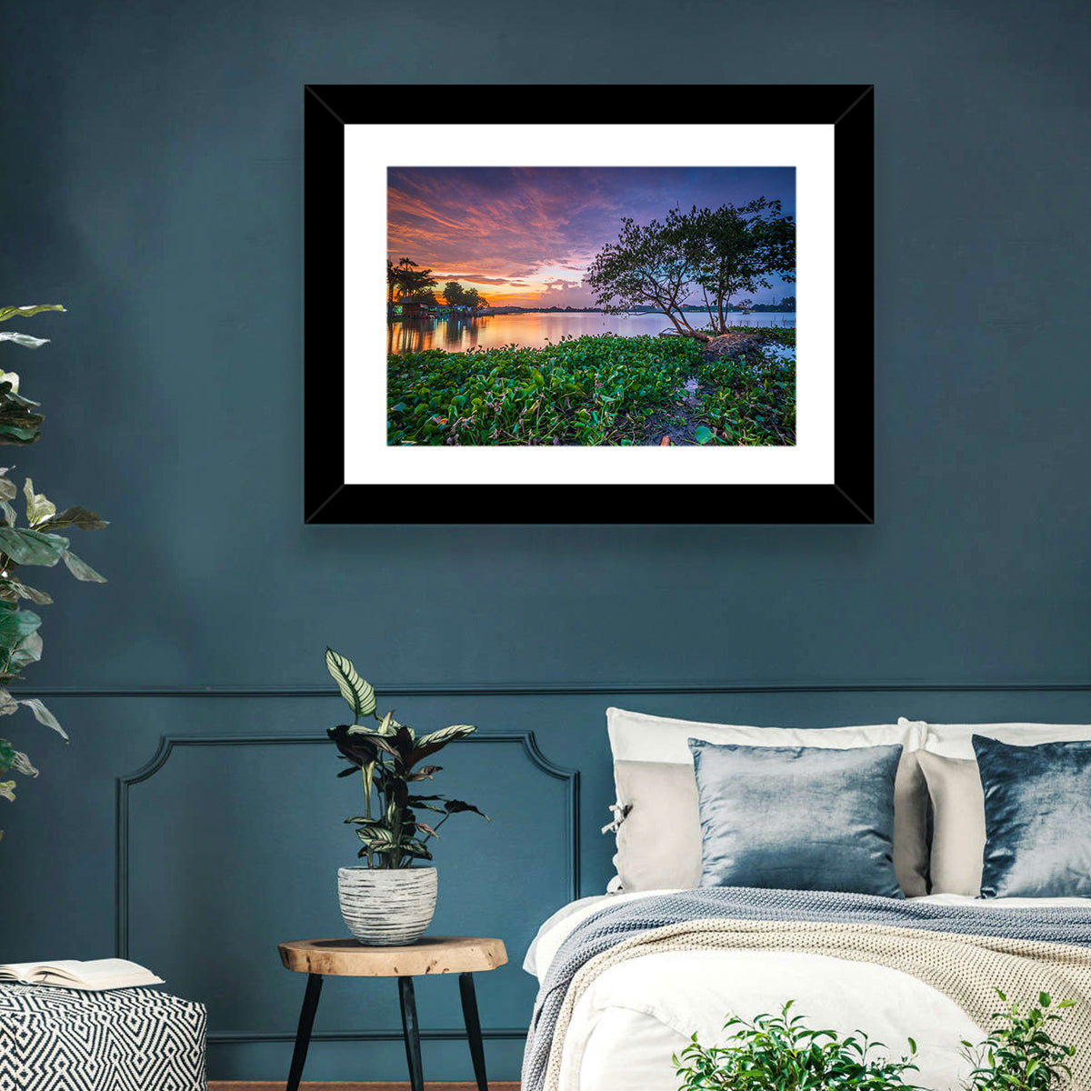 Cipondoh Lake Hyacinth Sunset Wall Art in a room, landscape