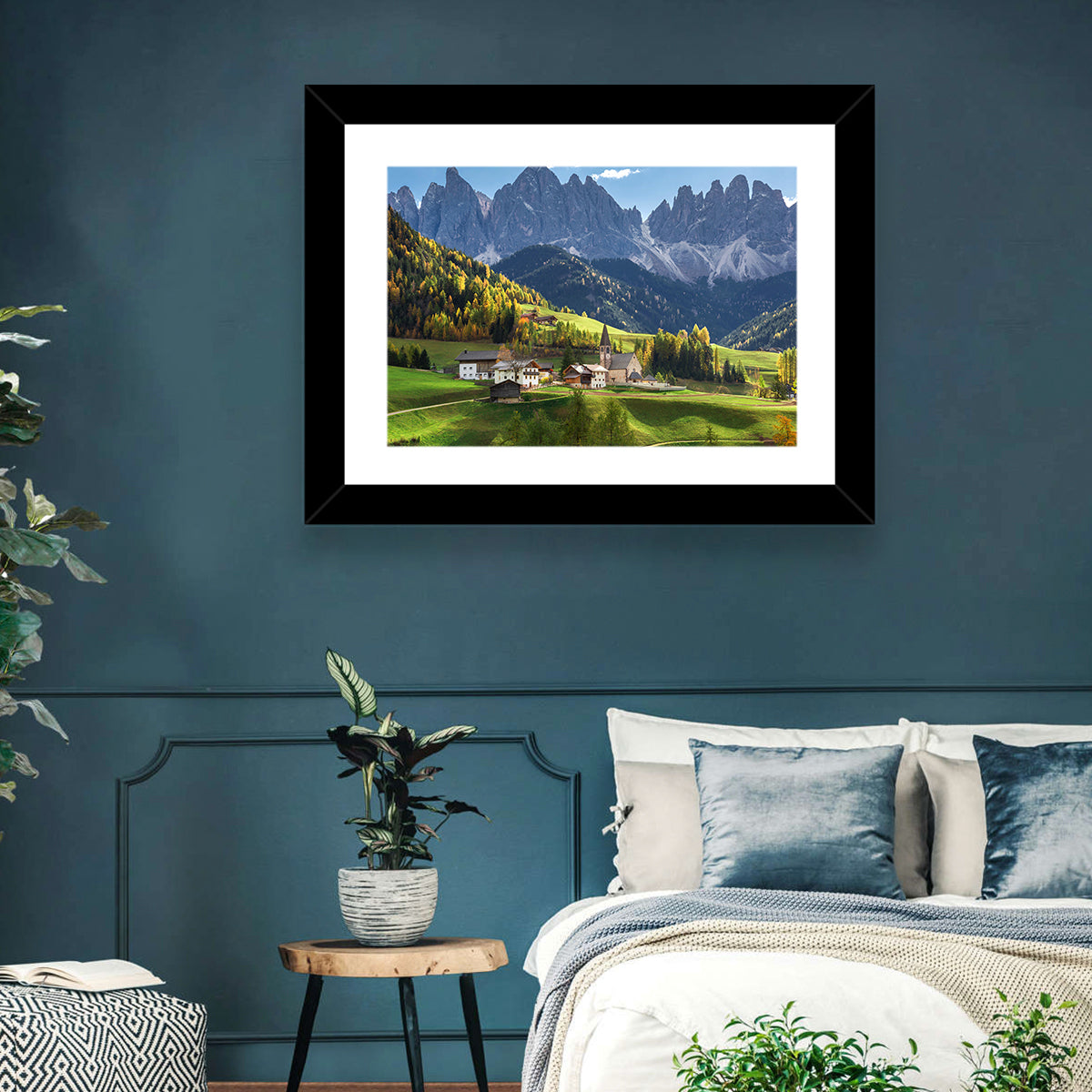 Santa Maddalena Autumn Village Wall Art in a room, landscape