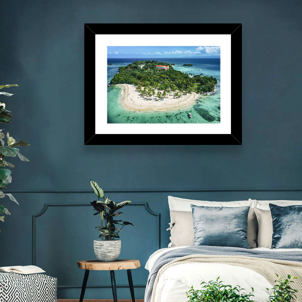 Cayo Levantado Aerial Beach Resort Wall Art in a room, landscape