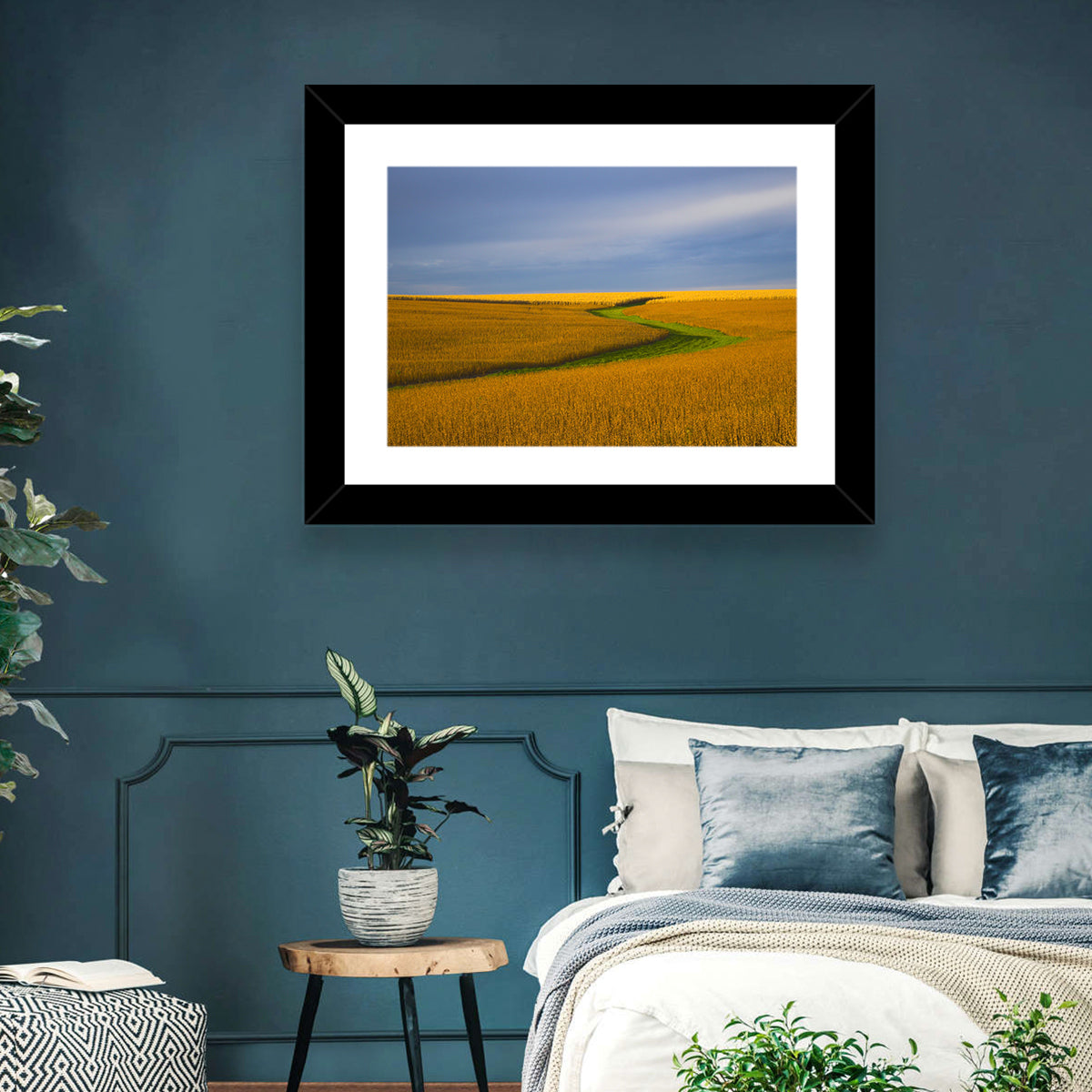 Golden Hour Soybean Field Wall Art in a room, landscape