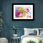 Painterly Peonies and Rose Bouquet Wall Art
