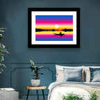 Fisherman Silhouette at Sunset Wall Art
