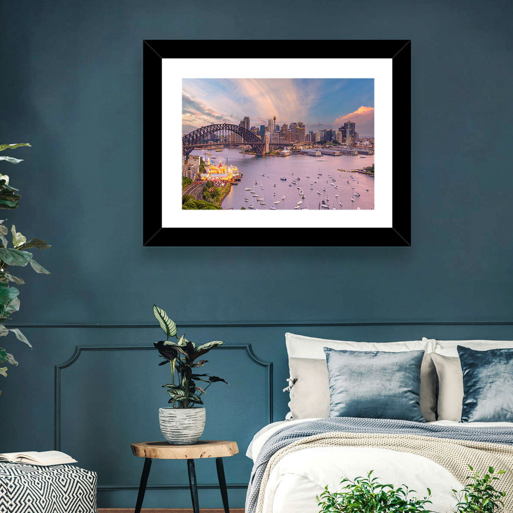 Sydney Harbour Bridge at Golden Twilight Wall Art