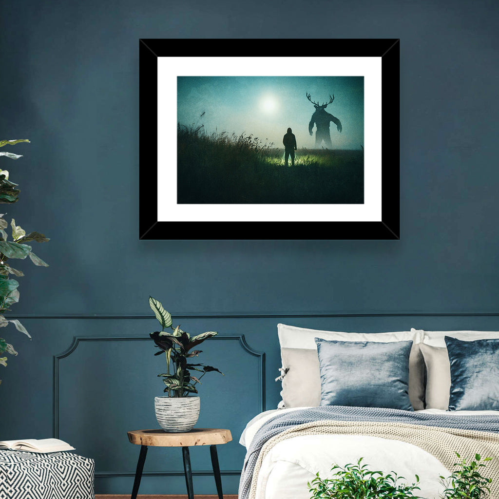 Antlered Shadow in Mist Wall Art