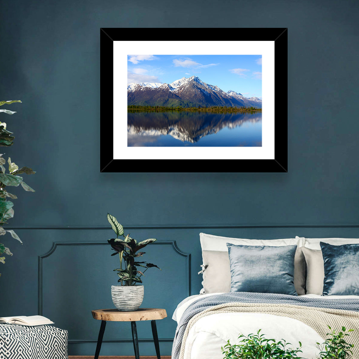 Pioneer Peak Reflected in Jim Lake Wall Art in a room, landscape