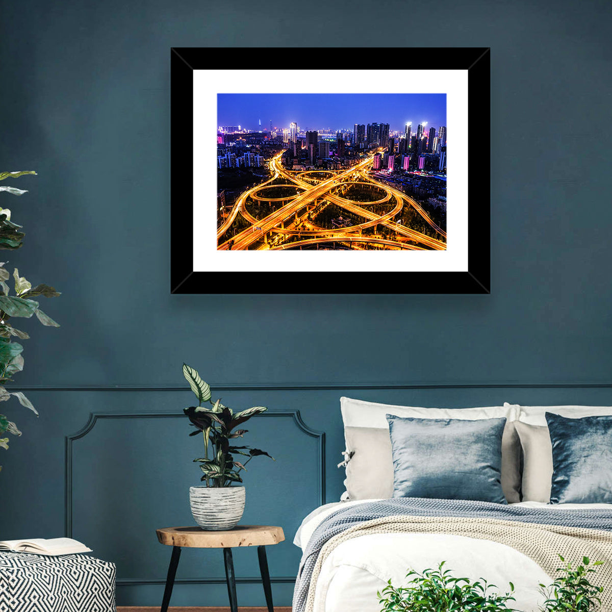 Hanyang District Interchange Nightscape Wall Art in a room, landscape