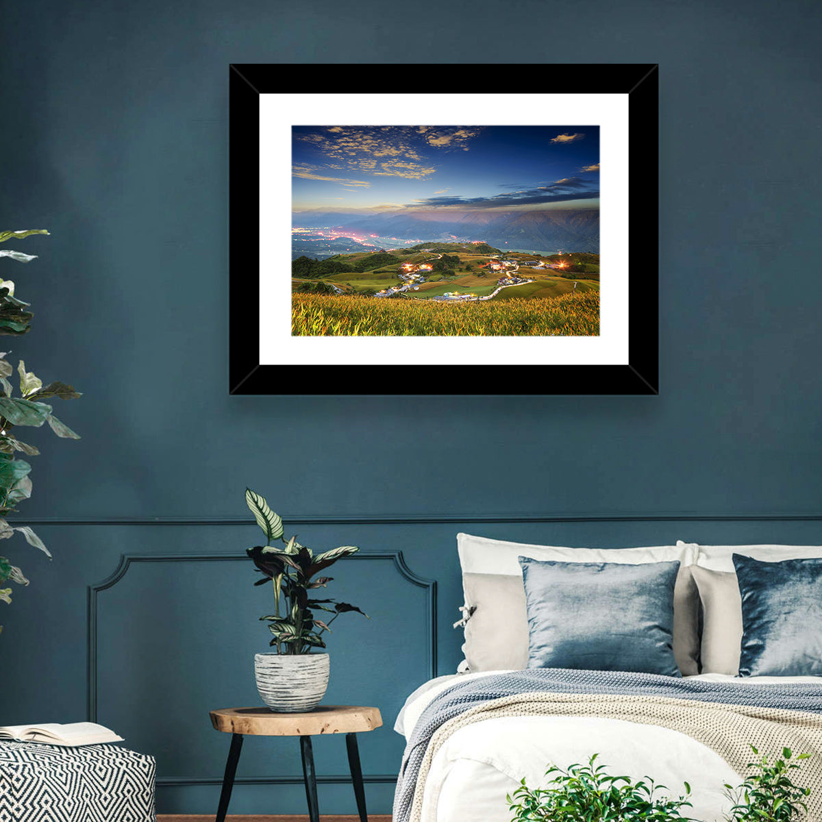 Sixty Stone Mountain Nightscape Wall Art in a room, landscape