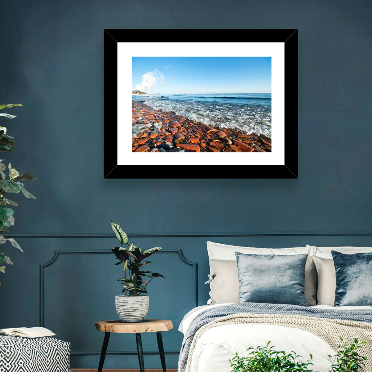 Lake Ontario Terracotta Shoreline Wall Art in a room, landscape