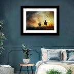 Silhouetted Horse Riders at Sunset Wall Art