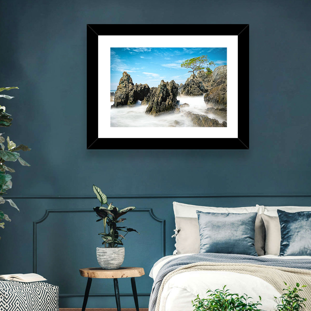 Karang Bebay Misty Shore Wall Art in a room, landscape