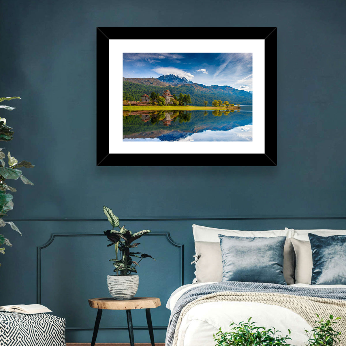 Lake Silvaplana with Crap Da Sass Wall Art in a room, landscape