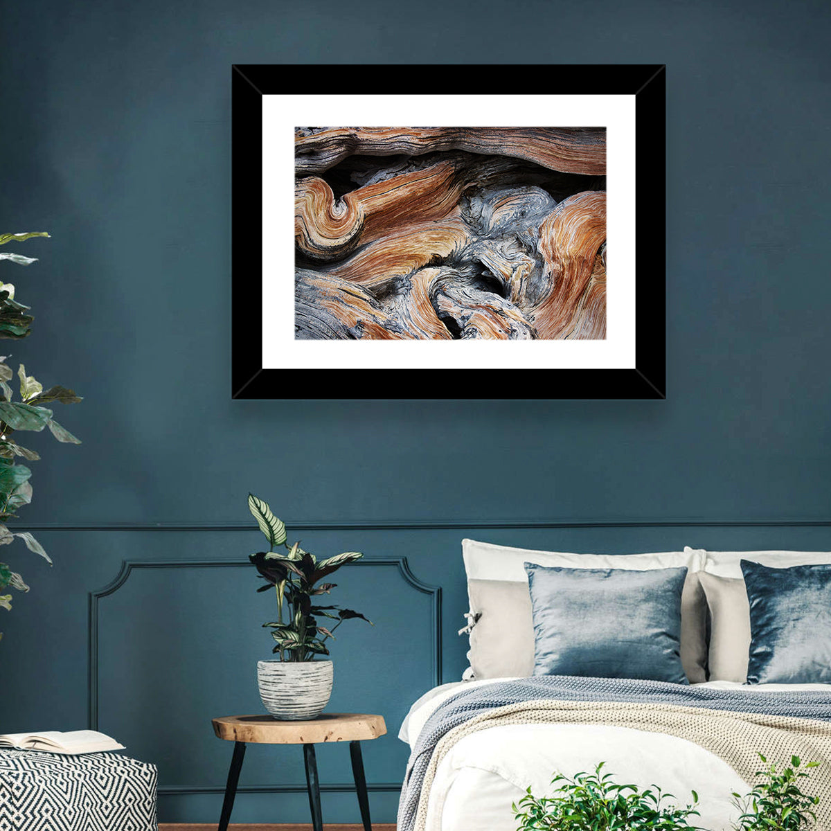 Juniper Wood Texture Wall Art in a room, landscape