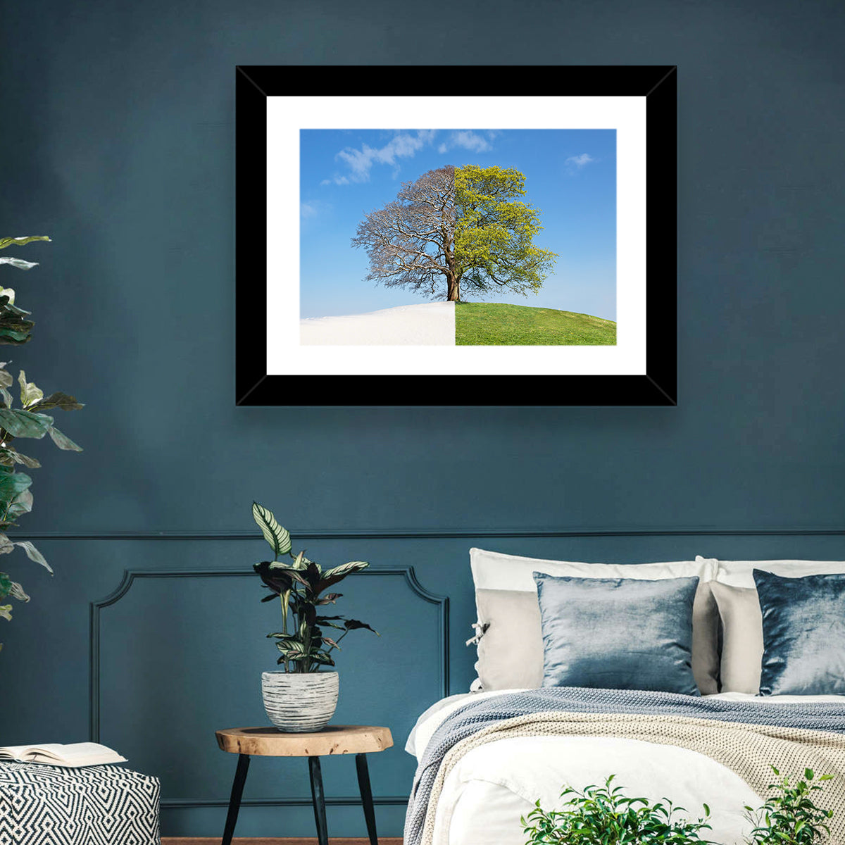 Split Season Tree Landscape Wall Art