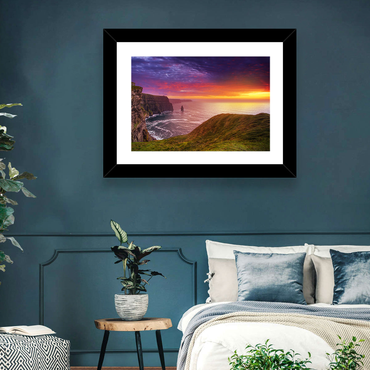 Cliffs of Moher Sea Stack at Sunset Wall Art in a room, landscape