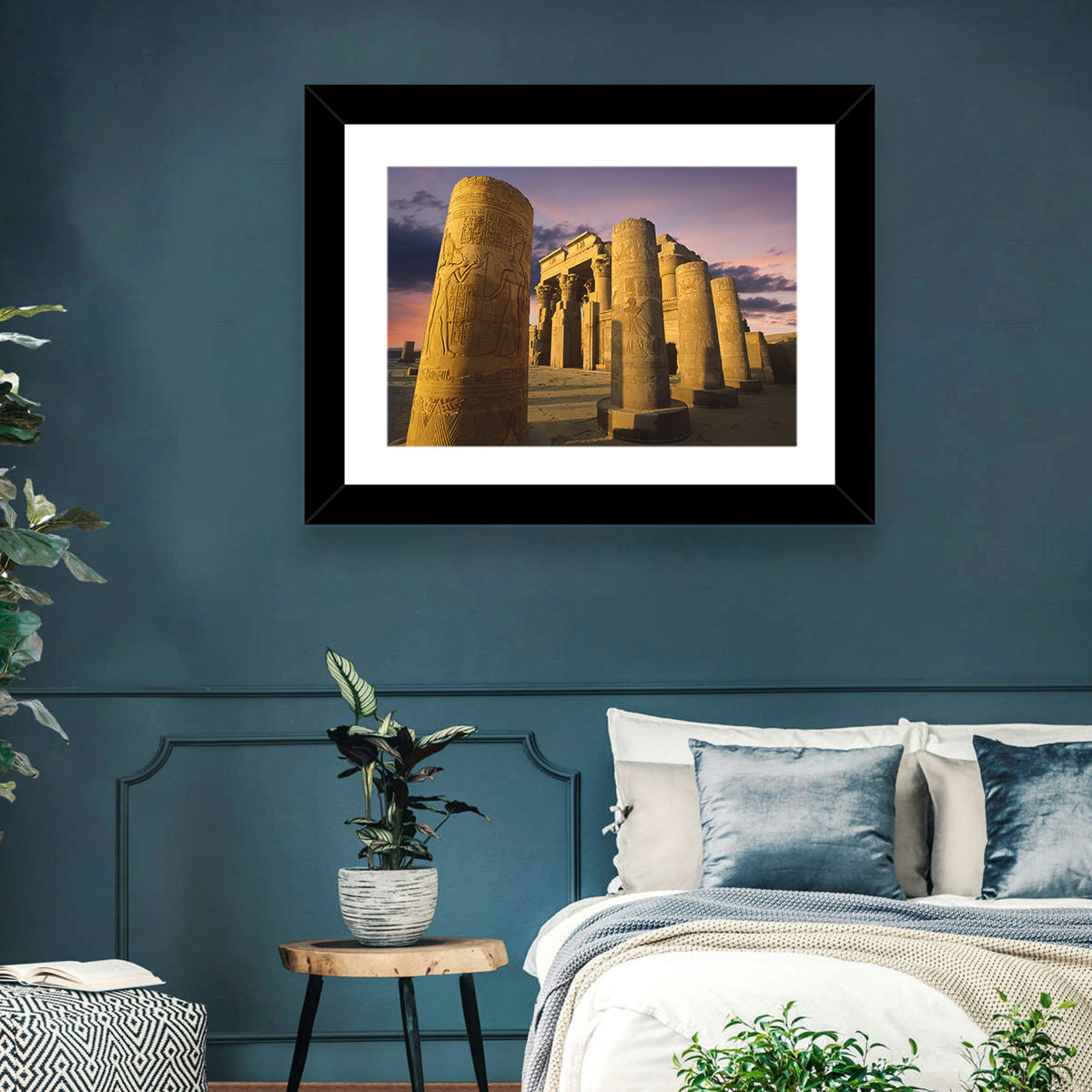 Kom Ombo Temple Pillars at Sunset Wall Art in a room, landscape