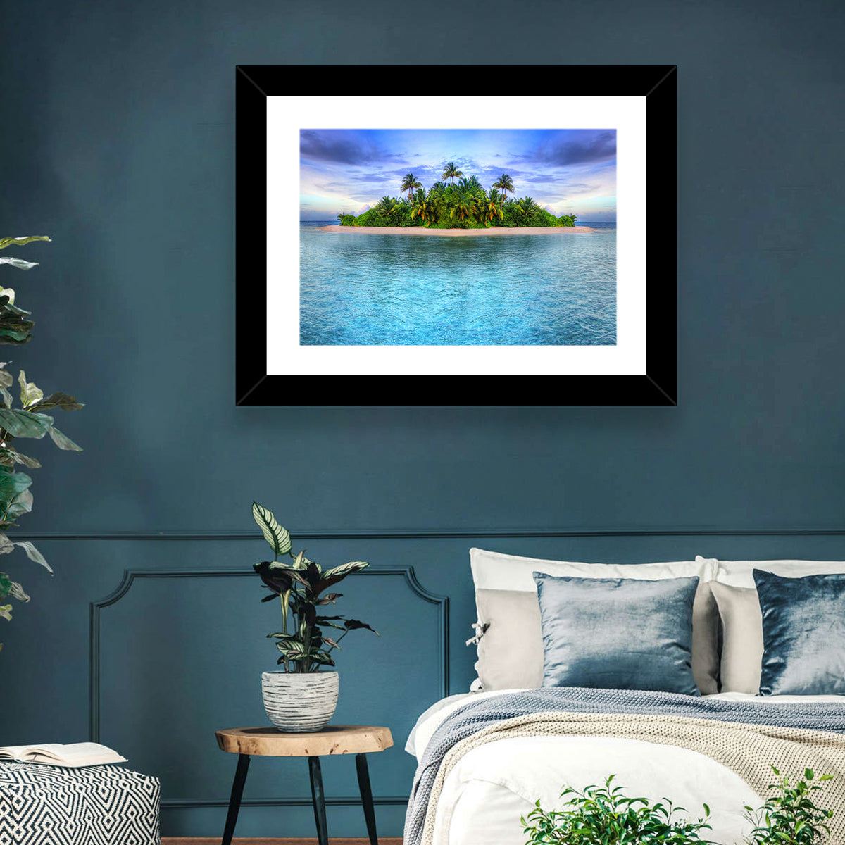 Mirrored Tropical Island Lagoon Wall Art