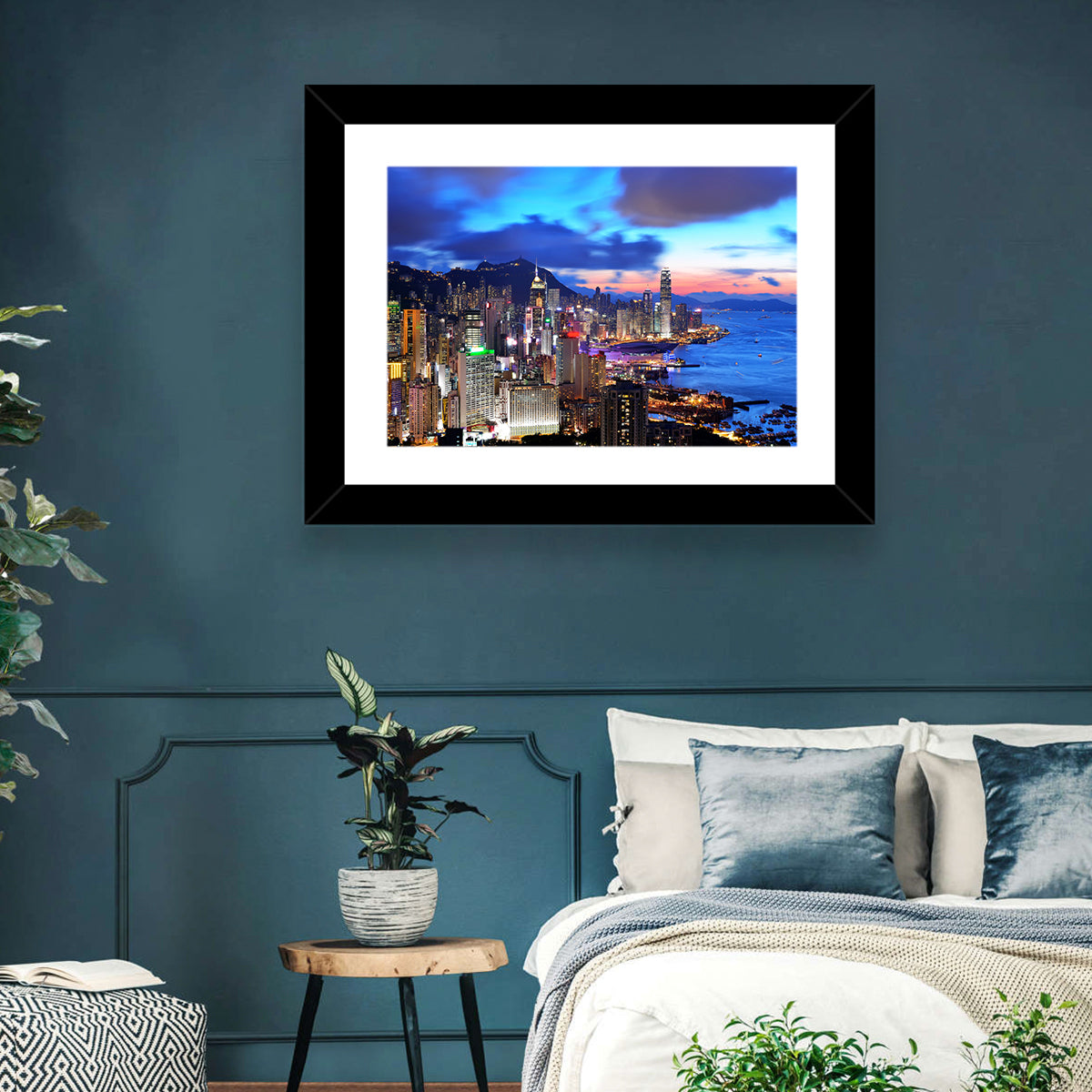 Victoria Harbour Skyline, Hong Kong Wall Art in a room, landscape