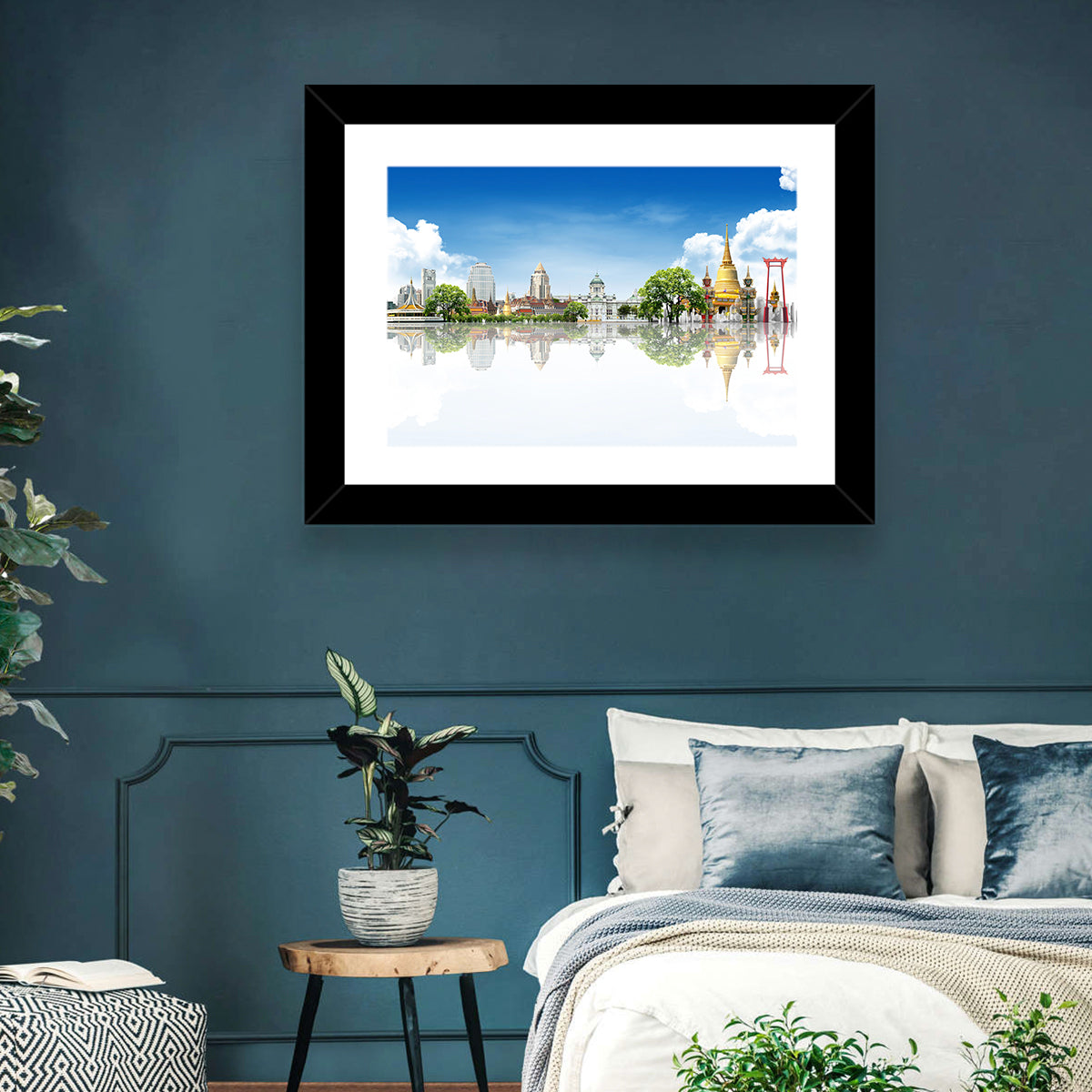 Bangkok Landmarks Reflection Scene Wall Art in a room, landscape