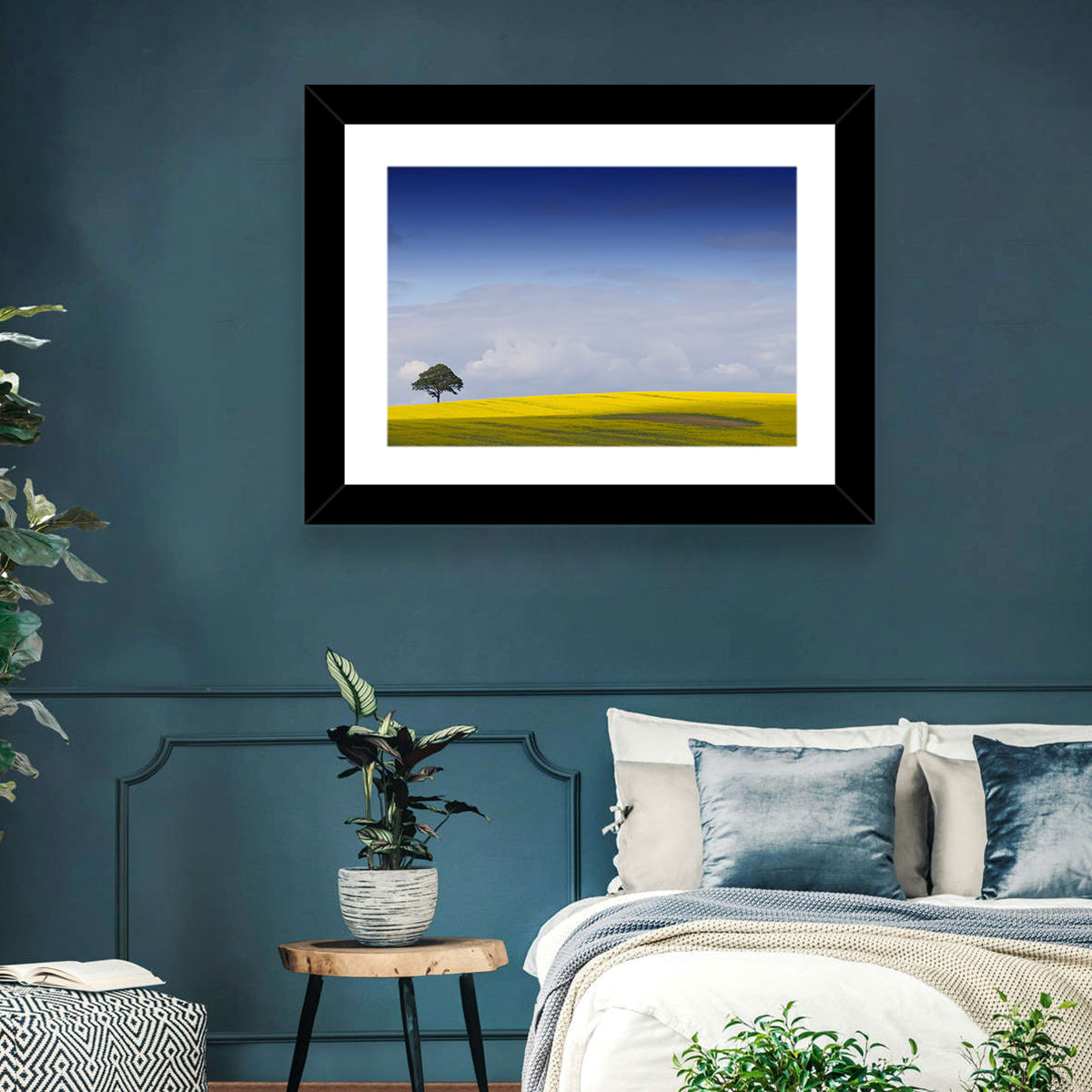 Solitary Tree Over Rapeseed Field Wall Art