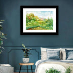 Red Steeple Village Watercolor Wall Art