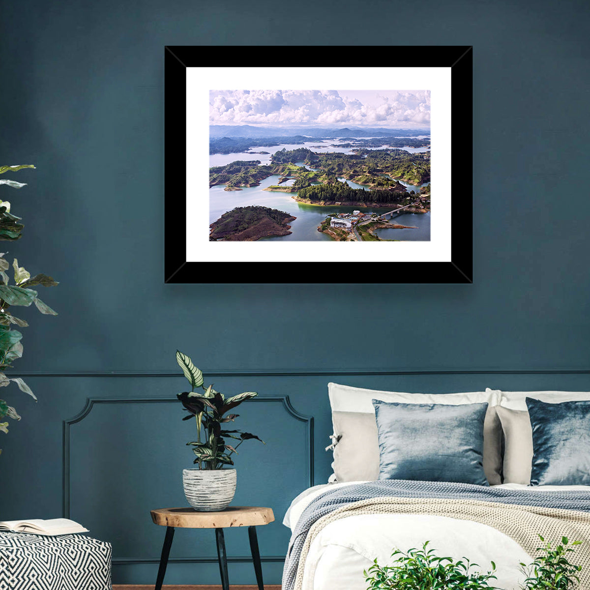 Guatapé Reservoir Aerial View Wall Art in a room, landscape