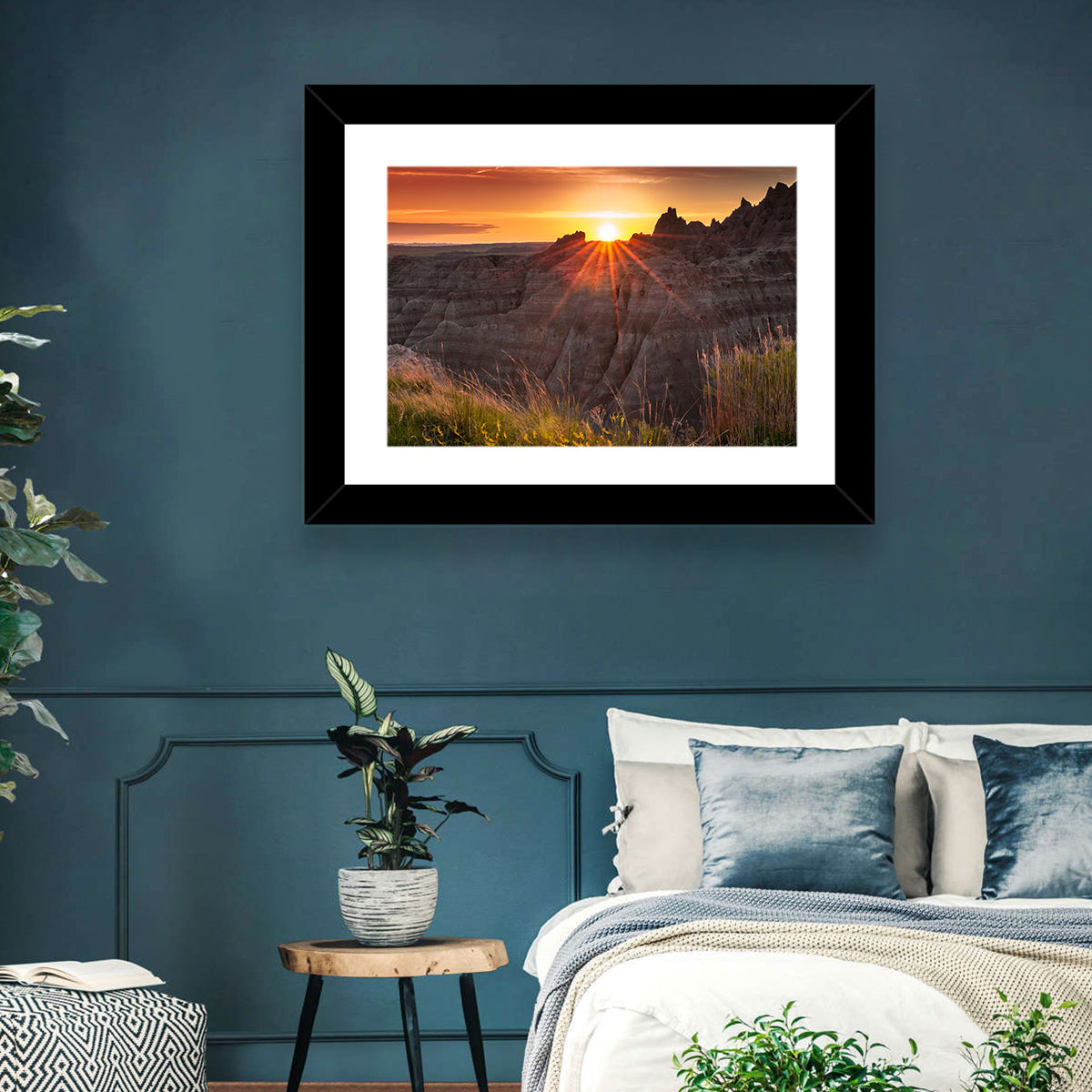 Badlands National Park Sunset Wall Art in a room, landscape