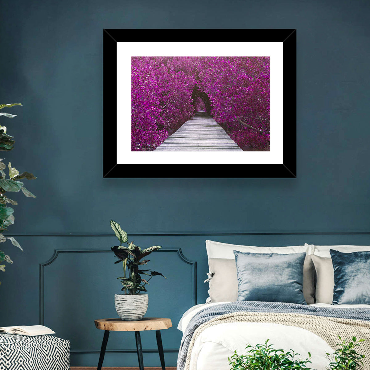 Magenta Mangrove Pathway Wall Art in a room, landscape