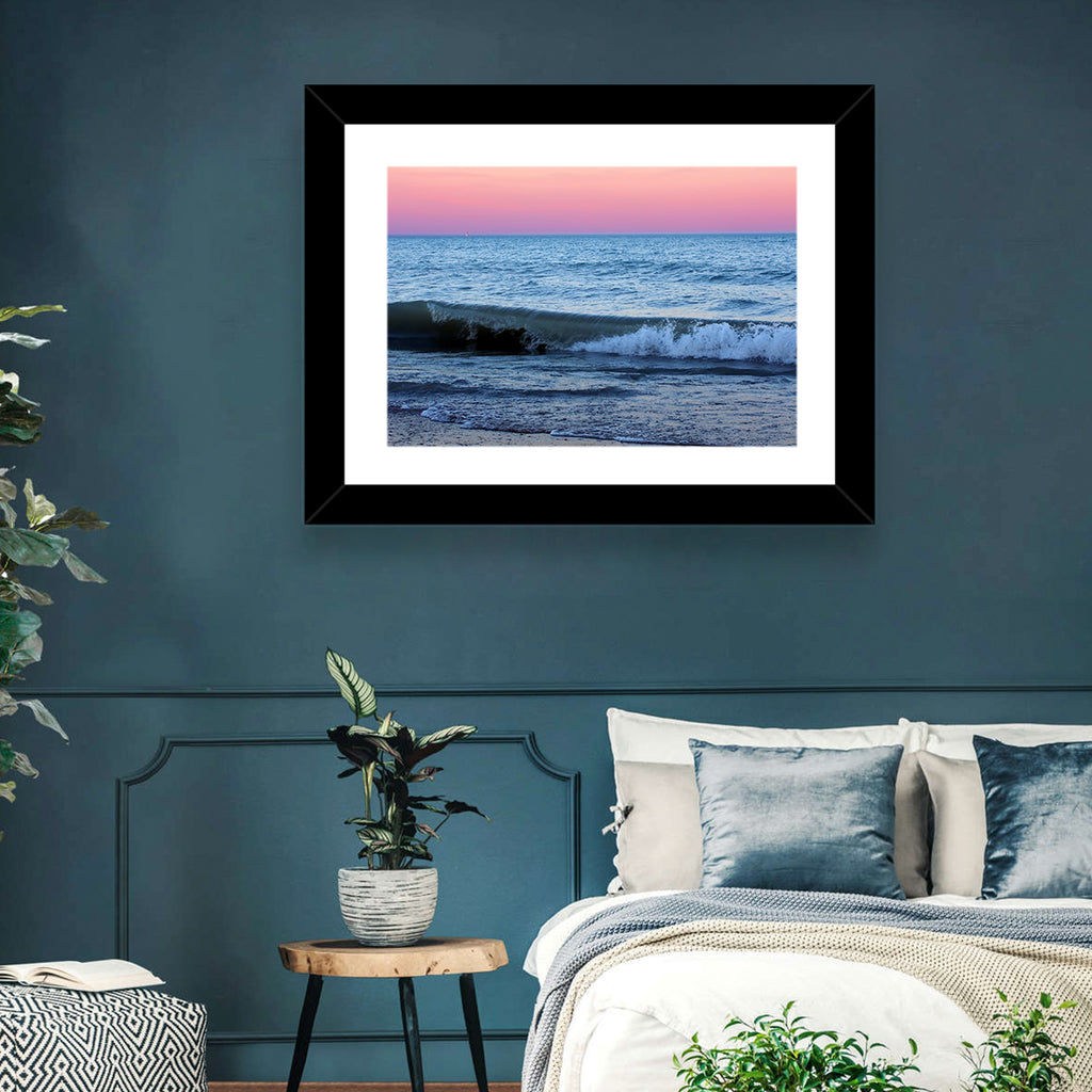 Lake Michigan Sunset with Sailboat Wall Art