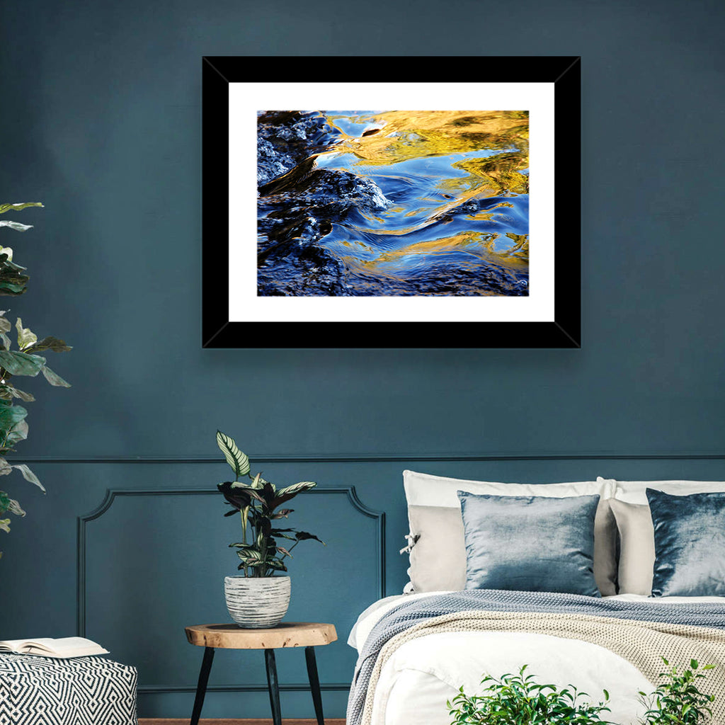 Flowing Stream with Golden Reflections Wall Art