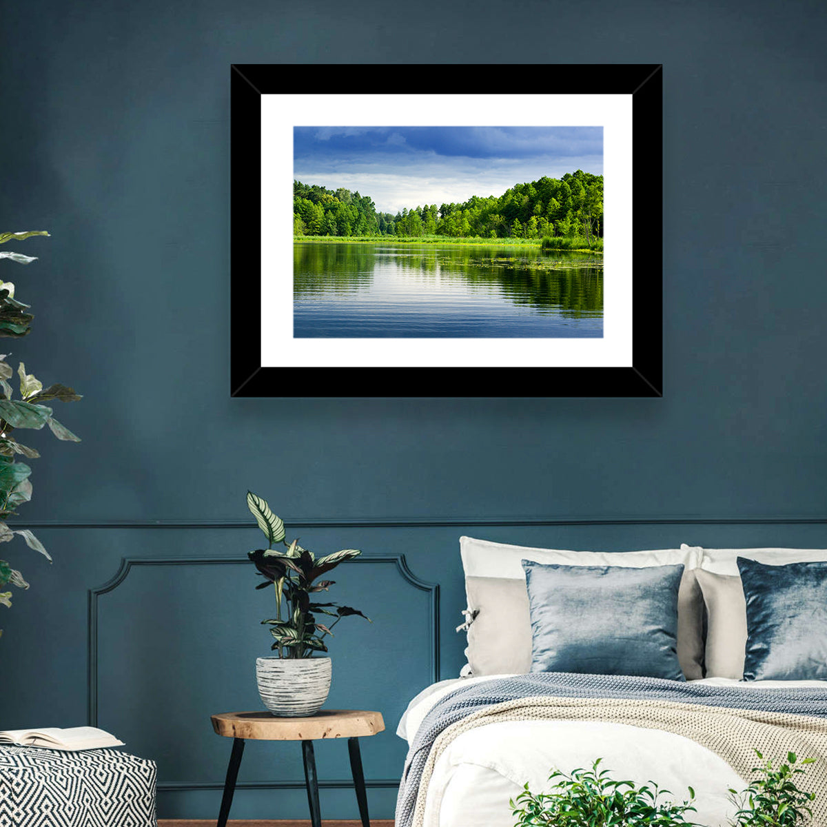 Mazury Forest Lake Wall Art in a room, landscape