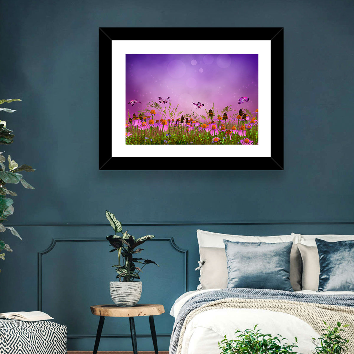 Purple Coneflower Butterfly Meadow Wall Art