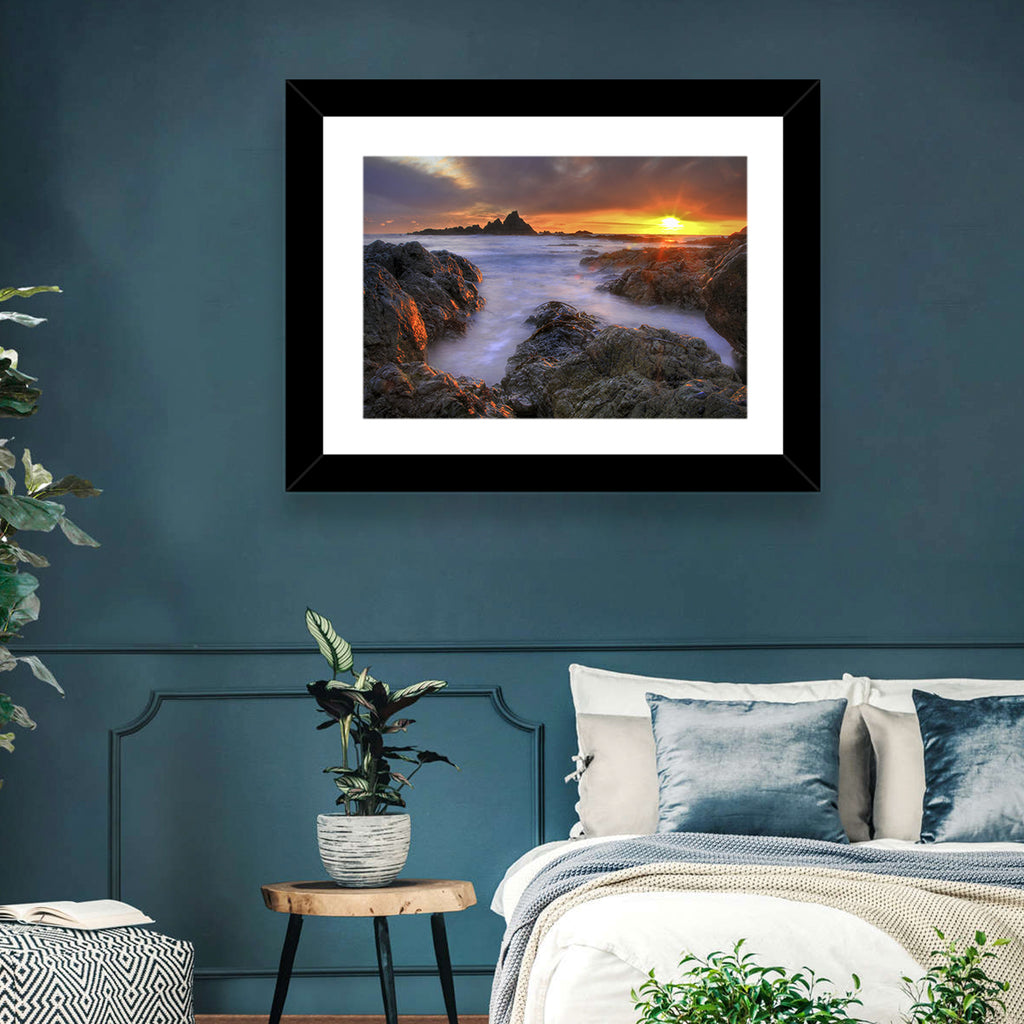 Tramore Rocky Coast Sunset Wall Art