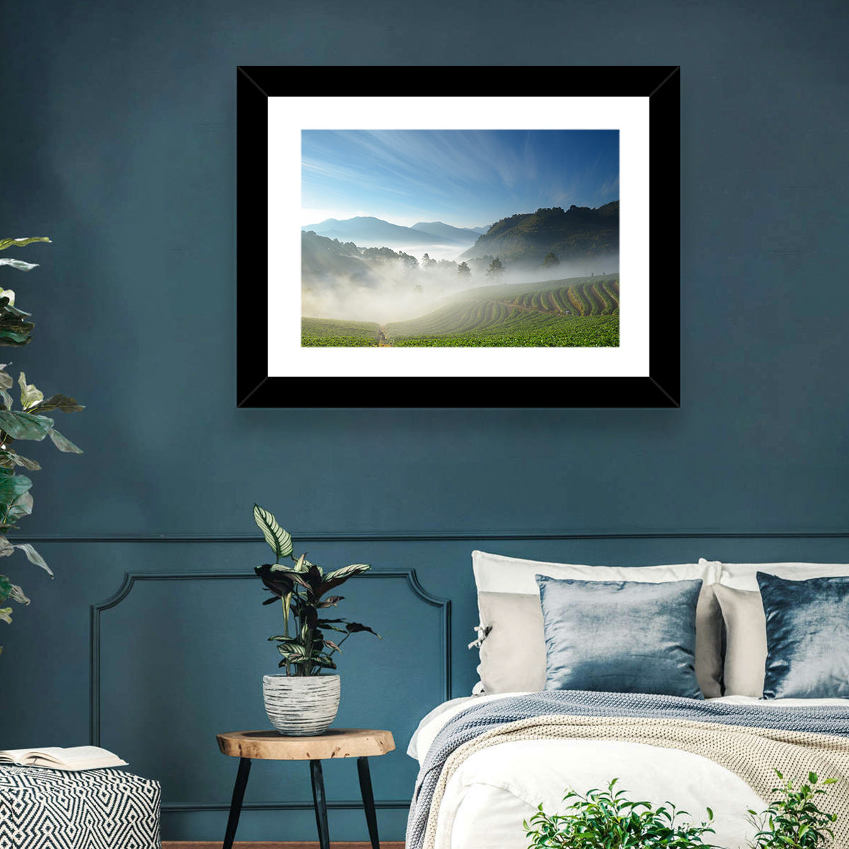 Sunlit Terraced Tea Hills Wall Art