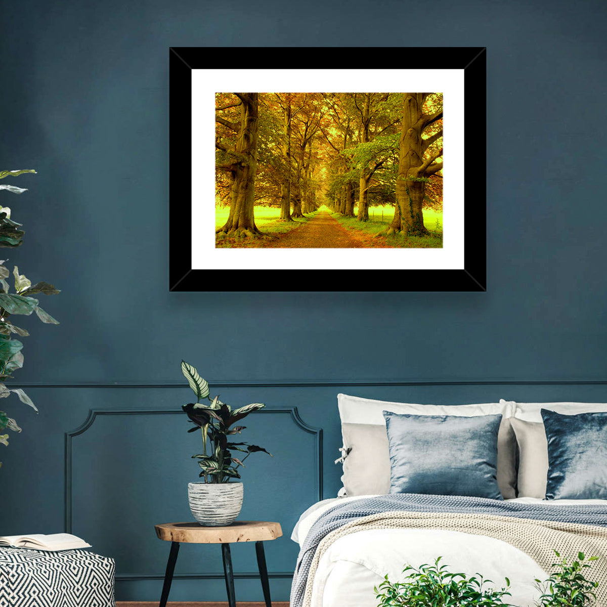 Beech Tree Lane at Golden Hour Wall Art in a room, landscape