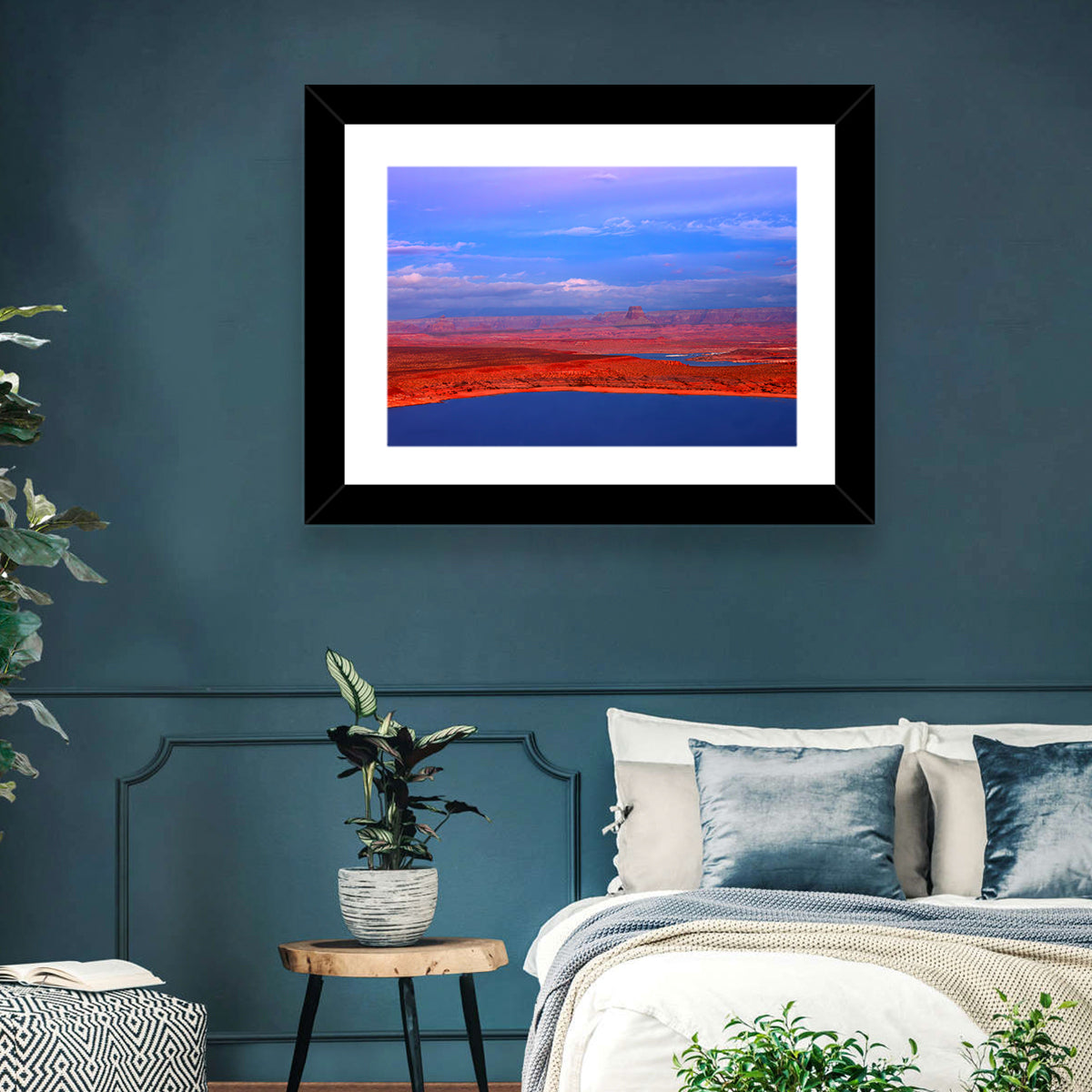 Lake Powell Sunset Wall Art in a room, landscape