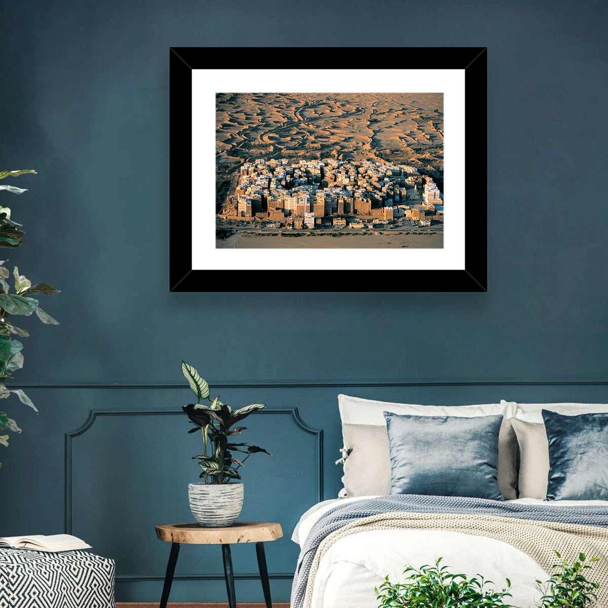 Shibam Mudbrick Cityscape Wall Art in a room, landscape
