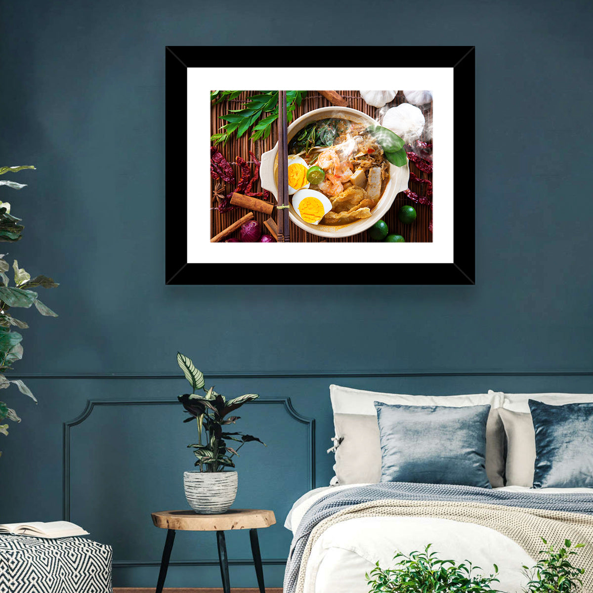 Malaysian Prawn Mee Bowl Wall Art in a room, landscape