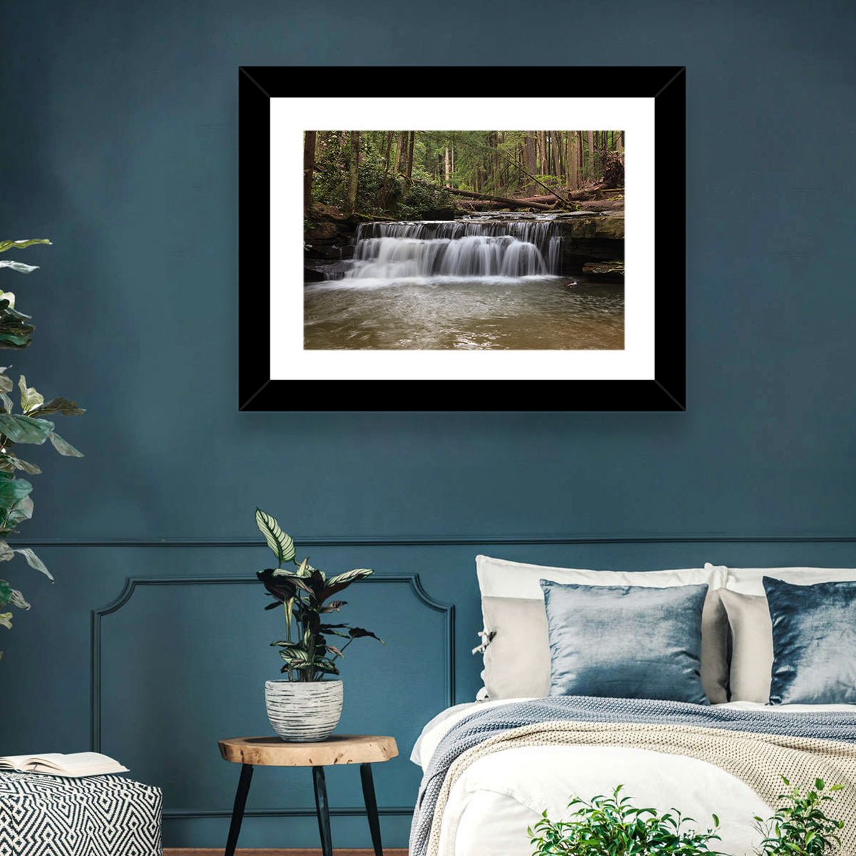 Tolliver Waterfall Wall Art in a room, landscape