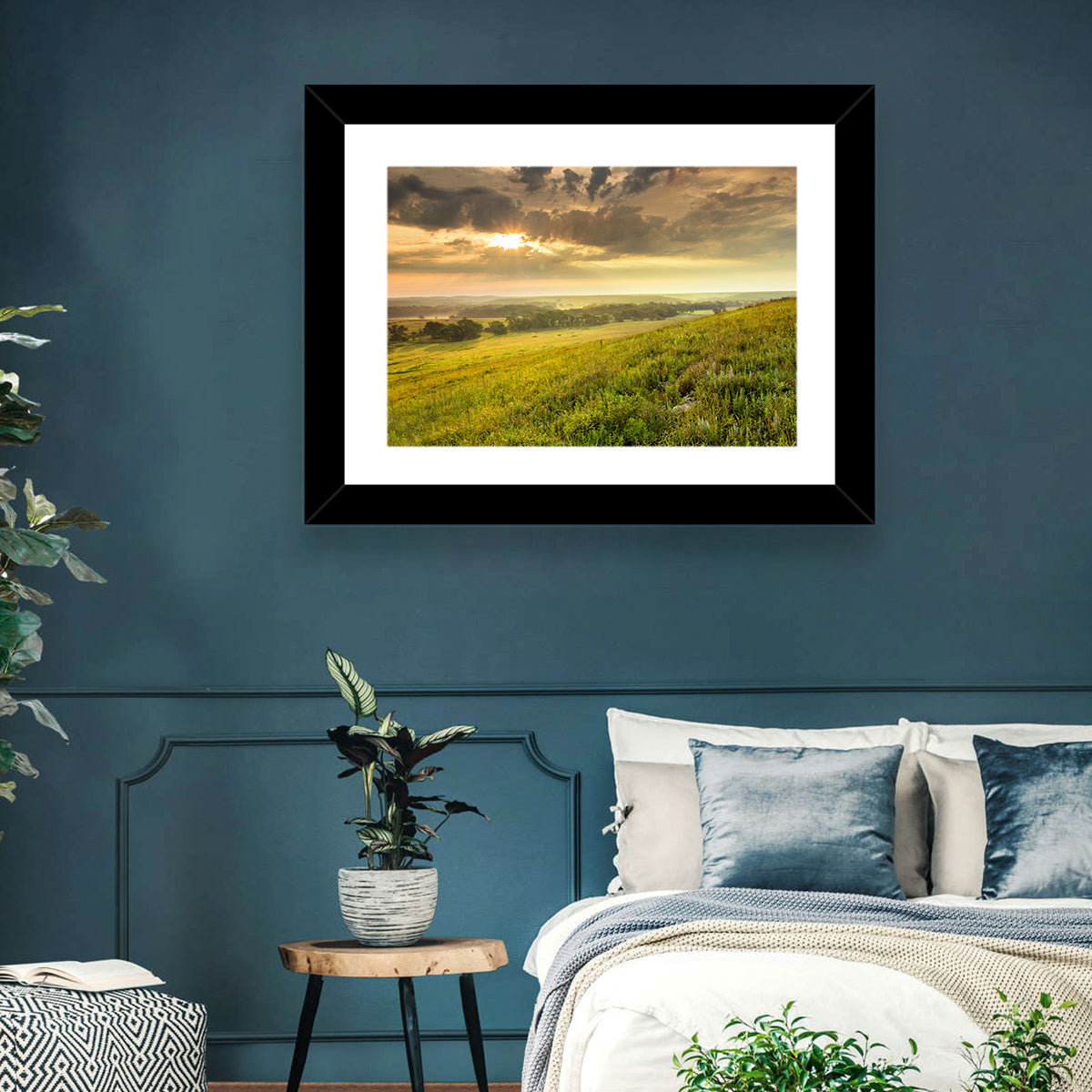 Kansas Tallgrass Prairie Wall Art in a room, landscape