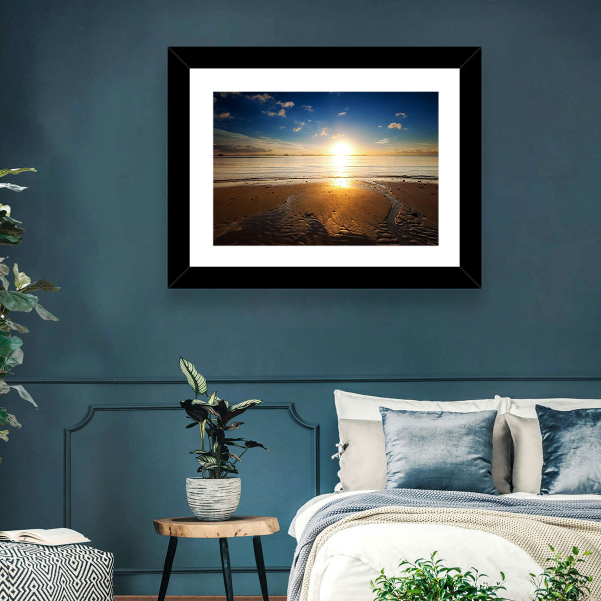 Sunrise Over Rippling Sand Wall Art in a room, landscape