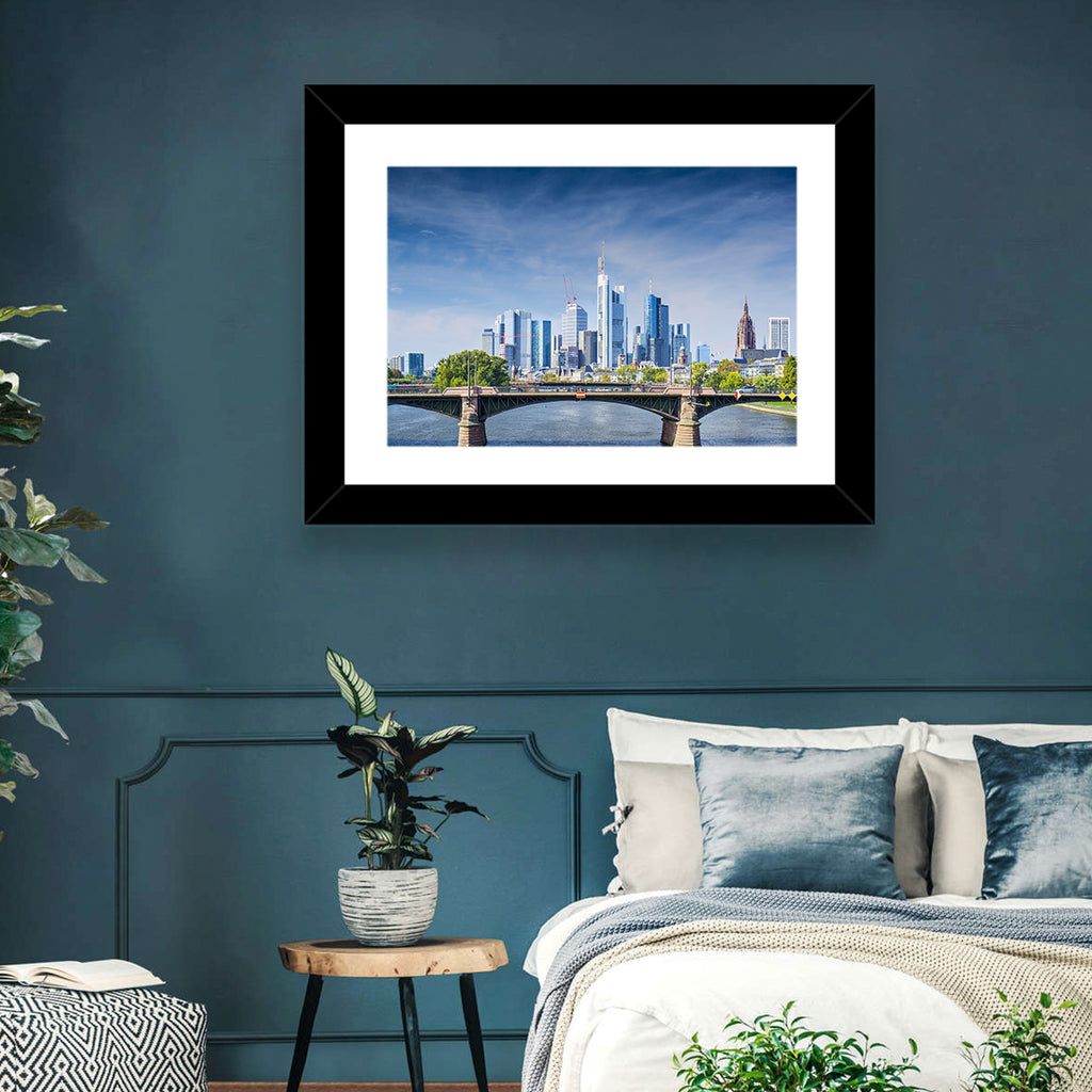 Frankfurt Skyline with Eiserner Steg Wall Art