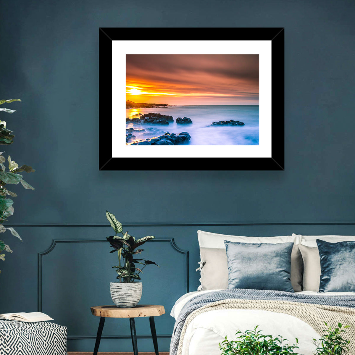 Reykjanes Golden Hour Beach Wall Art in a room, landscape