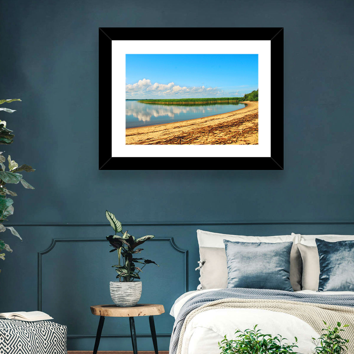 Lake Pskov Shoreline Wall Art in a room, landscape