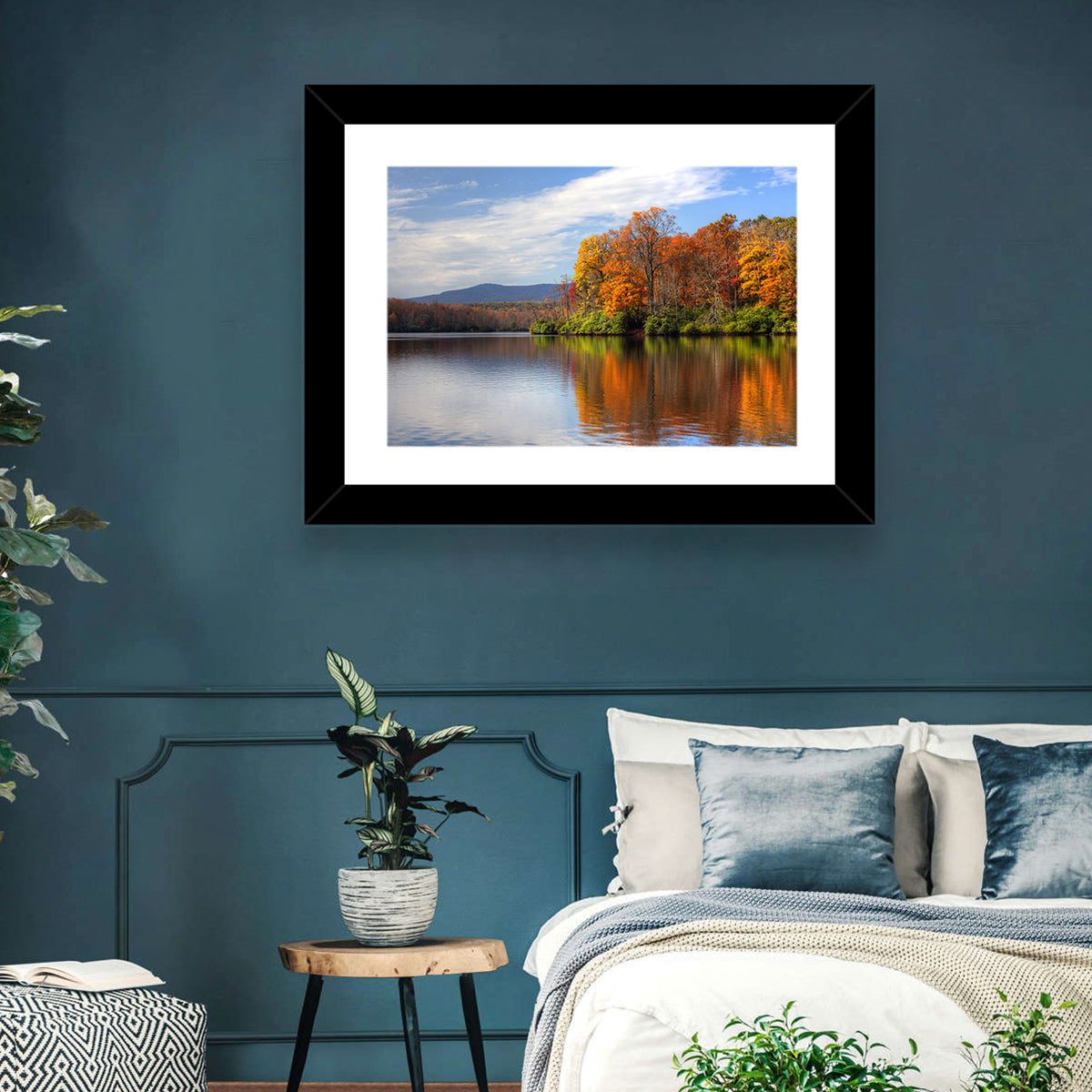 Autumn Lake with Mountain Reflection Wall Art