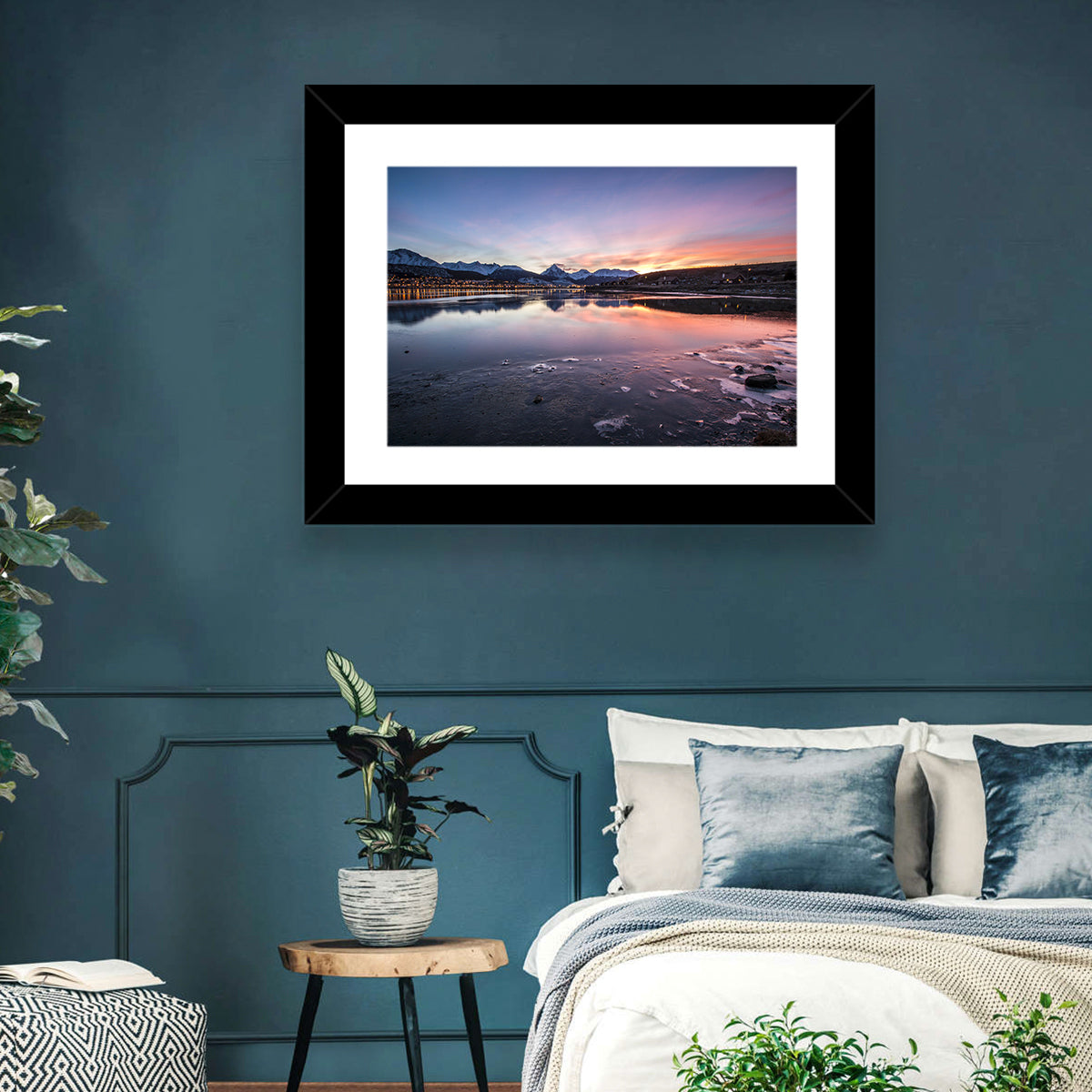 Ushuaia Twilight Reflection Wall Art in a room, landscape