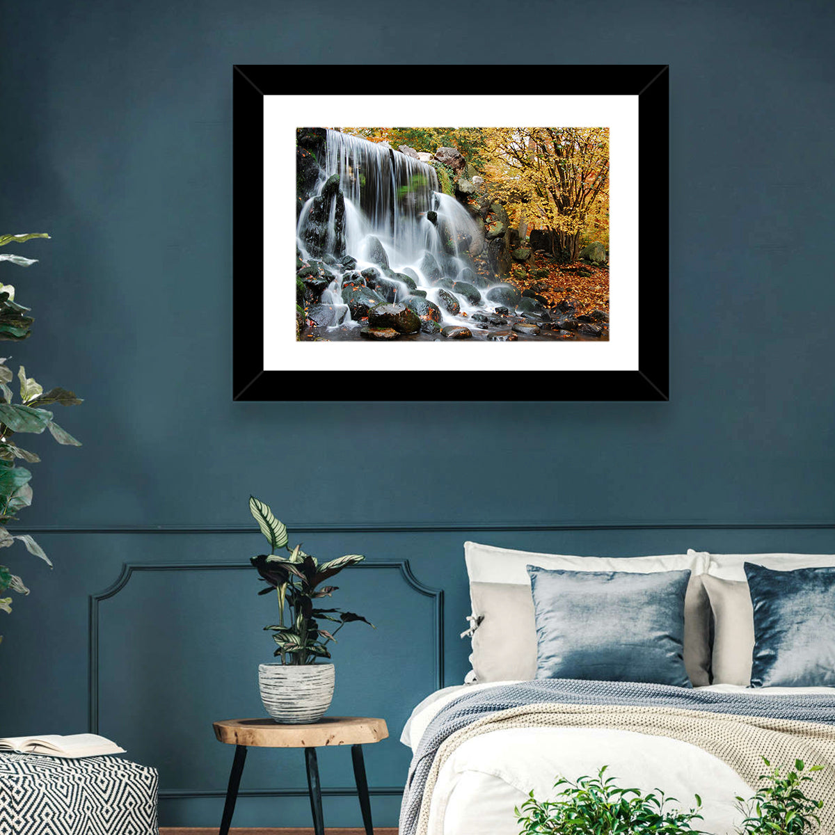 Autumn Waterfall at Sonsbeek Park Wall Art in a room, landscape