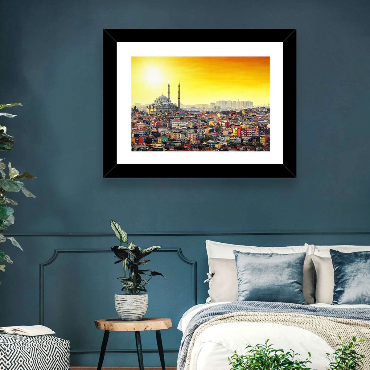 Fatih Mosque at Sunset Wall Art in a room, landscape